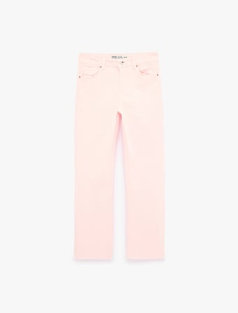 Pamuklu Cepli Düğmeli İspanyol Paça Crop Jean Pantolon -  Kick Flare Jeans