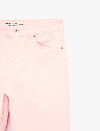 Pamuklu Cepli Düğmeli İspanyol Paça Crop Jean Pantolon -  Kick Flare Jeans