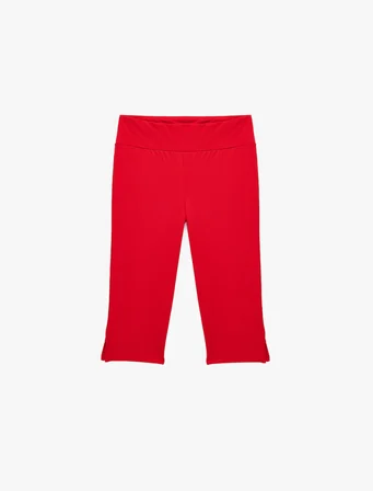 Slim Fit Bürümcük Kumaş Düz Paça Kapri Pantolon
