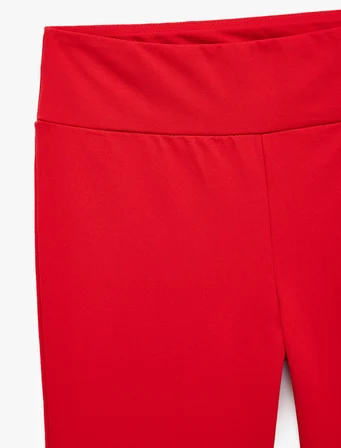 Slim Fit Bürümcük Kumaş Düz Paça Kapri Pantolon
