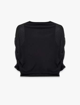 Slim Fit Dik Yaka Kolsuz Tül Detaylı Bluz