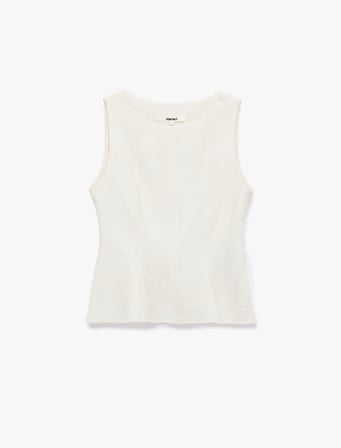 Viskon Kumaş Floral Dokulu Kolsuz Bisiklet Yaka Peplum Bluz