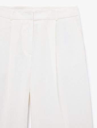 Cepli Pile Detaylı Geniş Paça Baggy Keten Pantolon