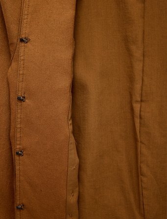 Metal Aksesuarlı Hakim Yaka Viskon Keten Karışımlı Ceket Napolyon Kapama Detaylı