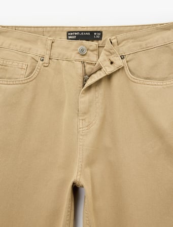 Pamuklu Normal Bel Bol Cepli Baggy Jean Pantolon
