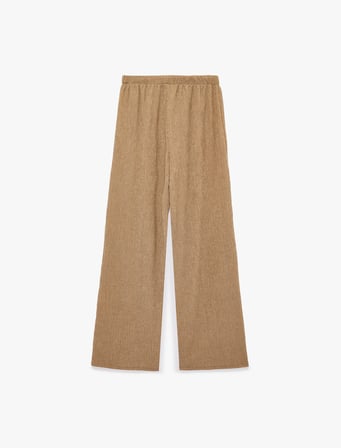 Bürümcük Kumaş Dokulu Beli Bağcıklı Bol Paça Pantolon