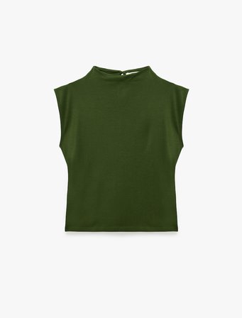 Slim Fit Aksesuarlı Kemer Detaylı Kolsuz Bluz