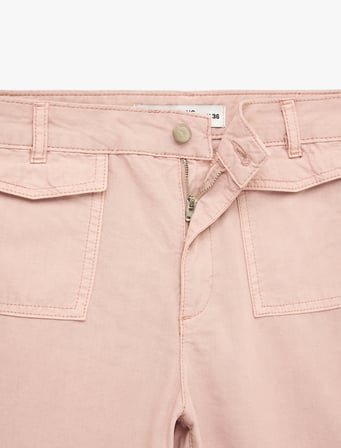 Pamuklu Düğmeli Normal Bel Cep Detaylı Bol Paça Pantolon - Culotte Jeans