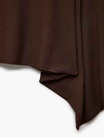 Viskon Karışımlı Slim Fit 3/4 Yarasa Kol Kayık Yaka Crop Kazak