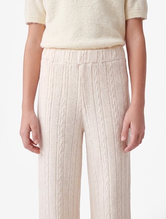 Dokulu Beli Lastikli Geniş Paça Pantolon