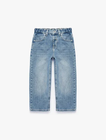 Yıldız Detaylı Pamuklu Cepli Loose Fit Denim Pantolon