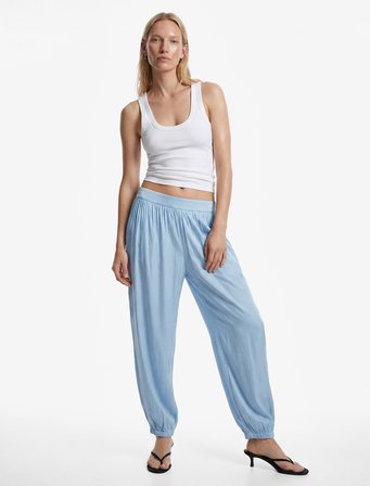 Standart Bel Saten Harem Pantolon