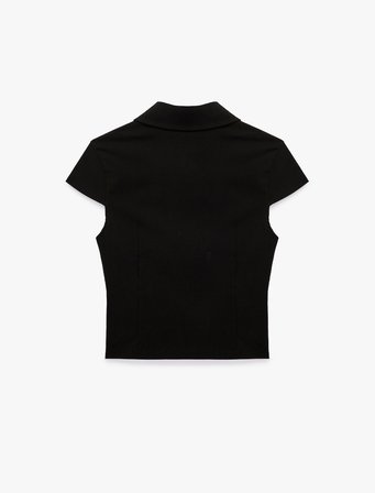 Slim Fit Fermuar Detaylı Kısa Kollu Gömlek