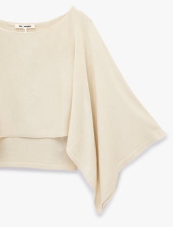 Kayık Yaka 3/4 Yarasa Kol Crop Triko Kazak