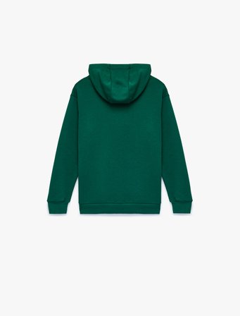 Kartal Baskılı Kanguru Cepli Uzun Kollu Oversize Kapşonlu Sweatshirt