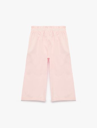 Çiçekli Dantel Detaylı Poplin Geniş Paça Pantolon