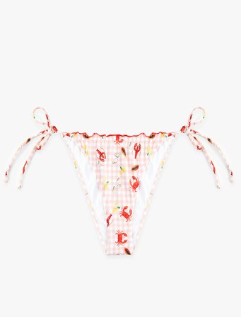 Koton X Sibil Çetinkaya - Fırfır Detaylı Yengeç Baskılı Pötikareli Bikini Altı
