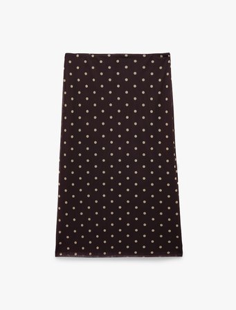 Slim Fit Puantiyeli Midi Tül Etek