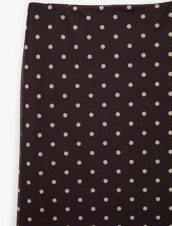 Slim Fit Puantiyeli Midi Tül Etek