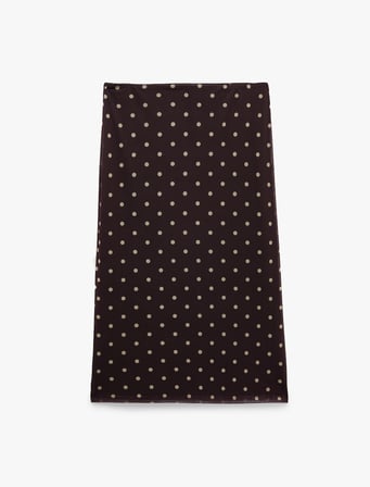 Slim Fit Puantiyeli Midi Tül Etek