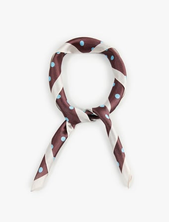 Puantiye Desenli Saten Kare Bandana Fular