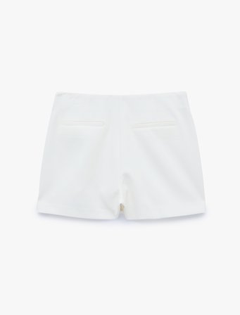 Slim Fit Cepli Kruvaze Süper Mini Şort Etek
