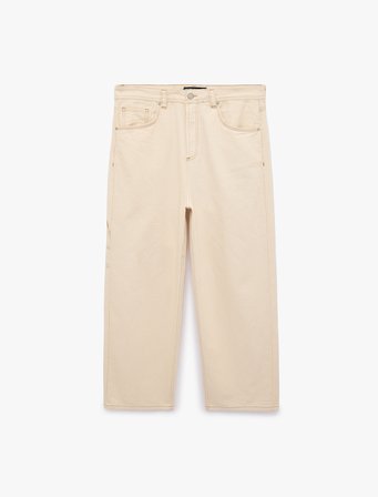 Normal Bel Pamuklu Cepli Rahat Kalıp Barrel Fit Jean Pantolon