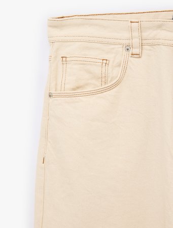 Normal Bel Pamuklu Cepli Rahat Kalıp Barrel Fit Jean Pantolon