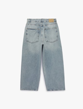 Bol Normal Bel Pamuklu Super Baggy Jean Pantolon