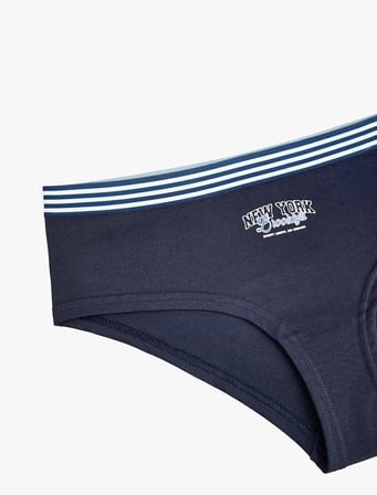 Yüksek Bel Çizgili Lastikli Pamuklu Baskılı Hipster Külot