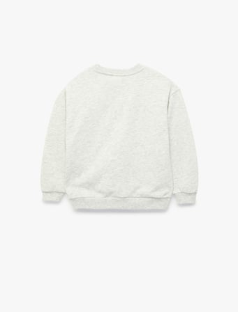 Uzun Kollu Bisiklet Yaka Baskı Detaylı Sweatshirt