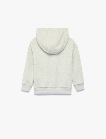 Nakış Detaylı Uzun Kollu Kapşonlu Fermuarlı Oversize Sweatshirt