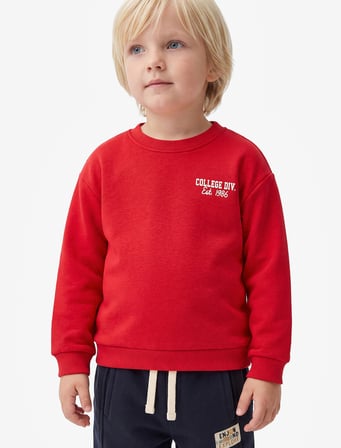 Pamuklu Uzun Kollu Bisiklet Yaka Baskılı Sweatshirt