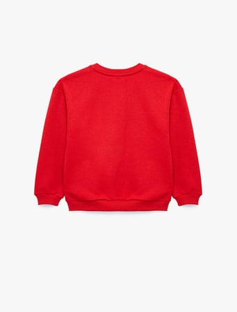 Pamuklu Uzun Kollu Bisiklet Yaka Baskılı Sweatshirt