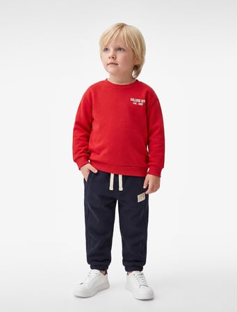 Pamuklu Uzun Kollu Bisiklet Yaka Baskılı Sweatshirt