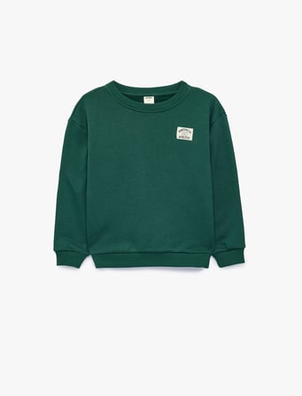 Pamuklu Uzun Kollu Bisiklet Yaka Oversize Sweatshirt