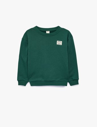 Pamuklu Uzun Kollu Bisiklet Yaka Oversize Sweatshirt