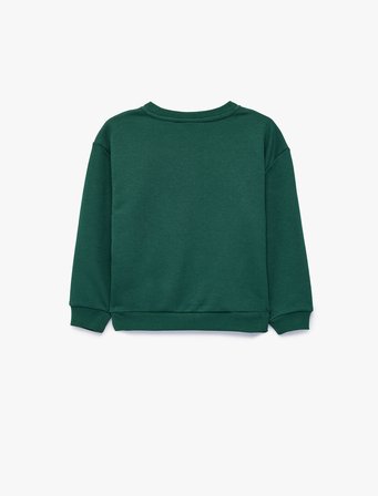 Pamuklu Uzun Kollu Bisiklet Yaka Oversize Sweatshirt