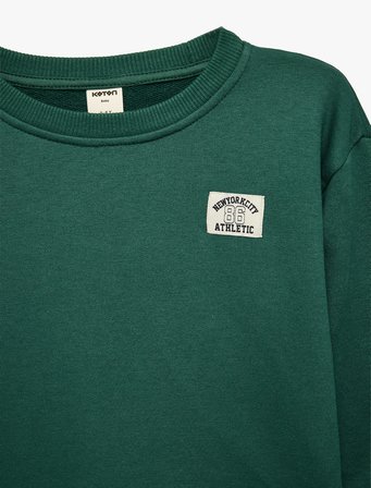 Pamuklu Uzun Kollu Bisiklet Yaka Oversize Sweatshirt