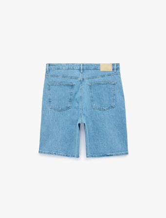 Pamuklu Cepli Normal Bel Straight Fit Bermuda Klasik Jean Şort