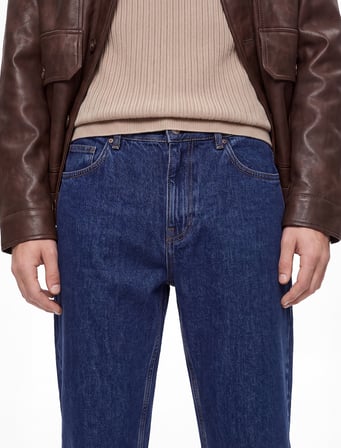 Normal Bel Cepli Pamuklu Vintage Straight Fit Jean Pantolon