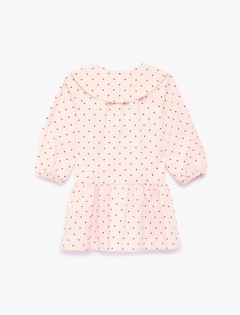 Pamuklu A Kesim Uzun Kollu Puantiyeli Bebe Yaka Elbise