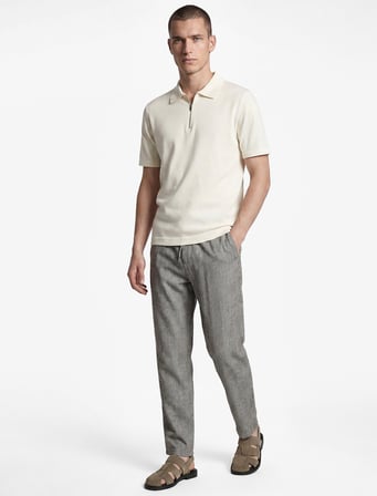 Regular Fit Pamuk Keten Karışımlı Cepli  Beli Bağcıklı Pantolon