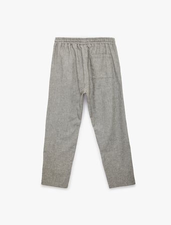 Regular Fit Pamuk Keten Karışımlı Cepli  Beli Bağcıklı Pantolon