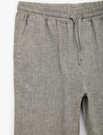 Regular Fit Pamuk Keten Karışımlı Cepli  Beli Bağcıklı Pantolon