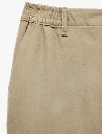 Cepli Beli Lastikli Keten Karışımlı Slim Fit Pantolon