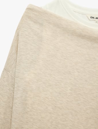 Asimetrik Yaka Uzun Kollu Slim Fit Tişört