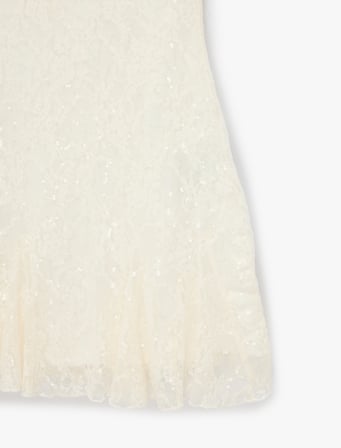 Dantelli Payetli Halter Yaka Boyundan Bağlamalı Kolsuz Mini Bridal Elbise