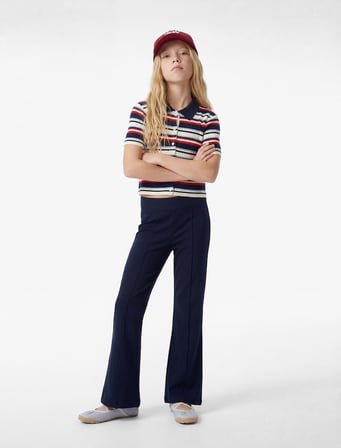  Viskon Karışımlı Slim Fit İspanyol Paça Pantolon