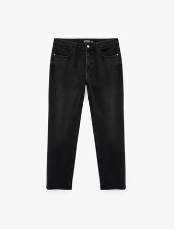 Pamuklu Normal Bel Cepli Vintage Straight Fit Jean Pantolon